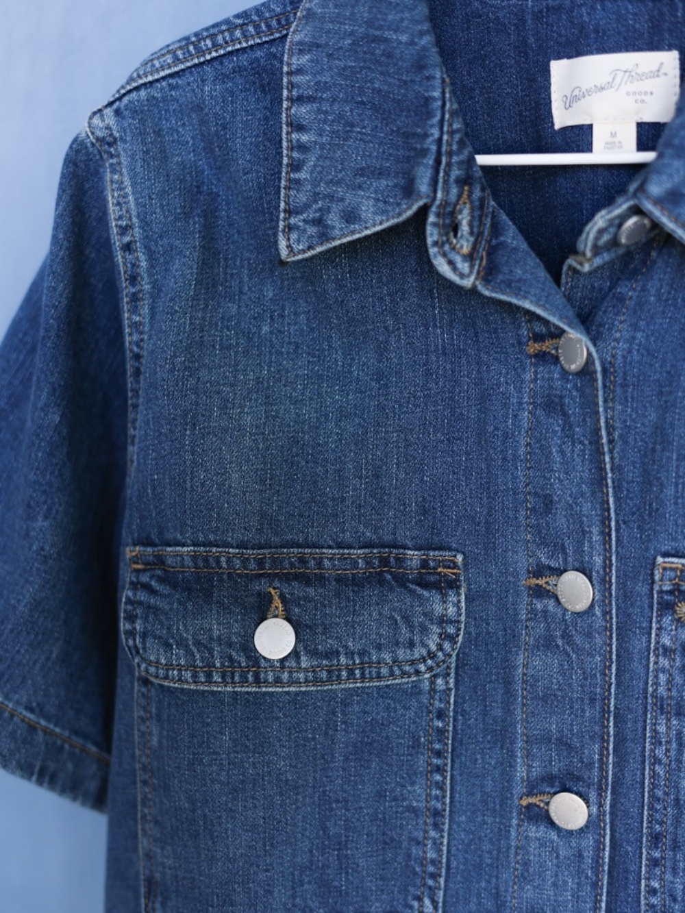 Universal Thread Button Down Midi Denim Shirt Dress, Women's Medium, Pockets